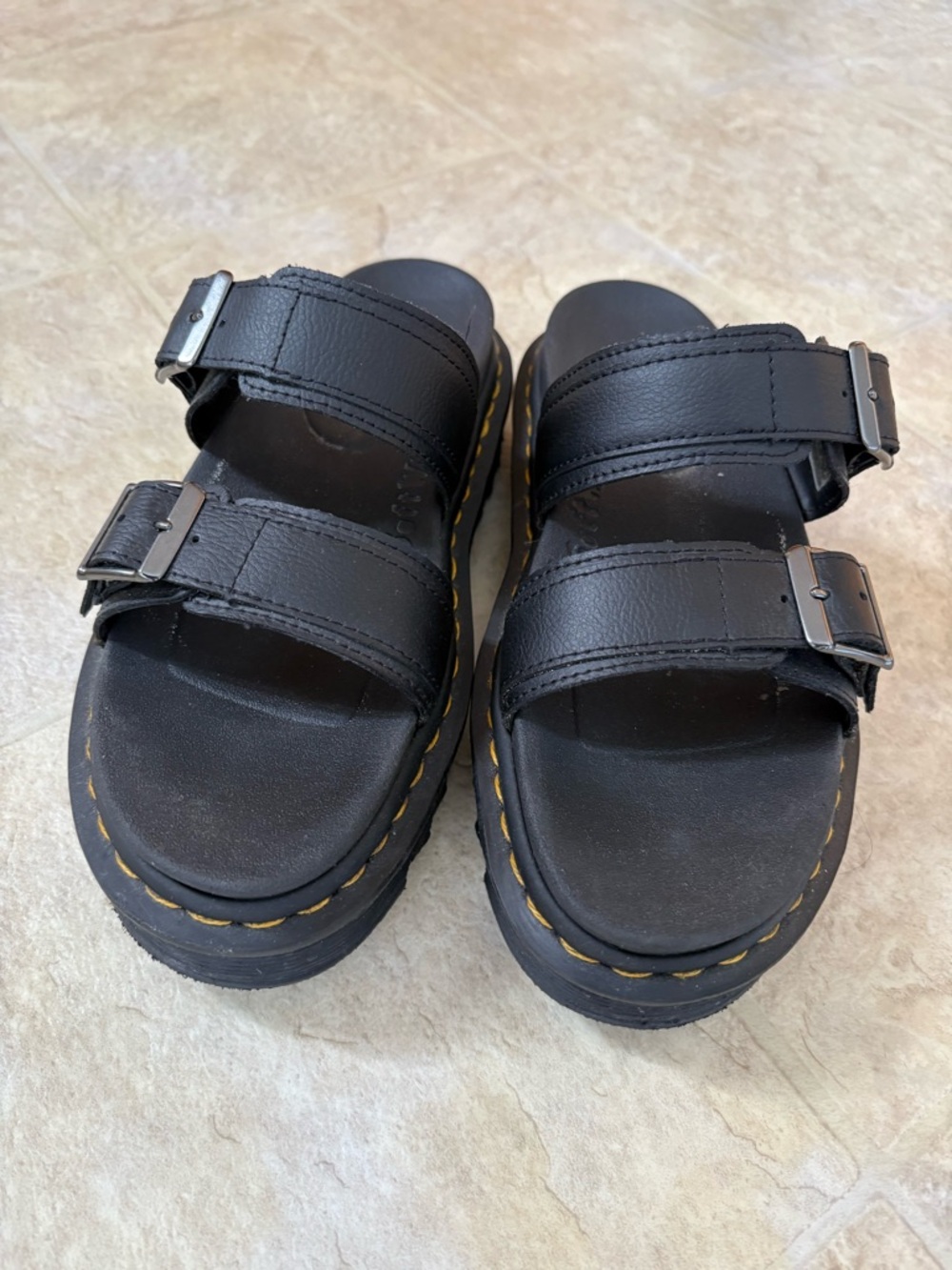 Dr. Martens Double-Buckle Black Platform Sandals - Picture 2 of 5